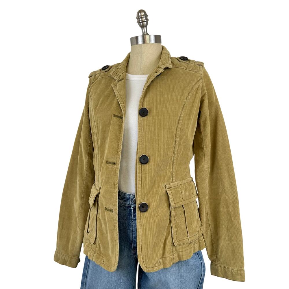 Vintage 90's Eddie Bauer Women's Tan Corduroy Button Front Blazer Jacket (Sz S)